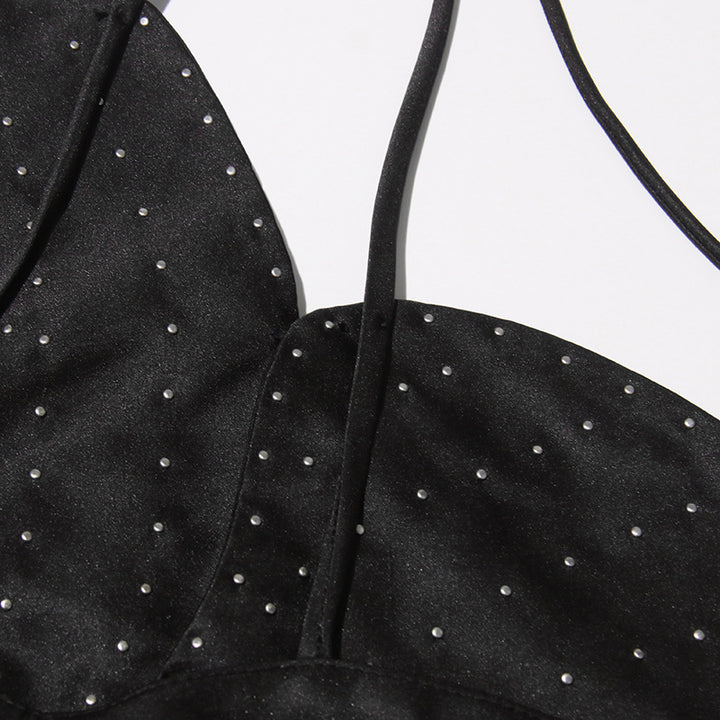 Halter Neck 3D Flower Beaded Pearl Bandeau Top