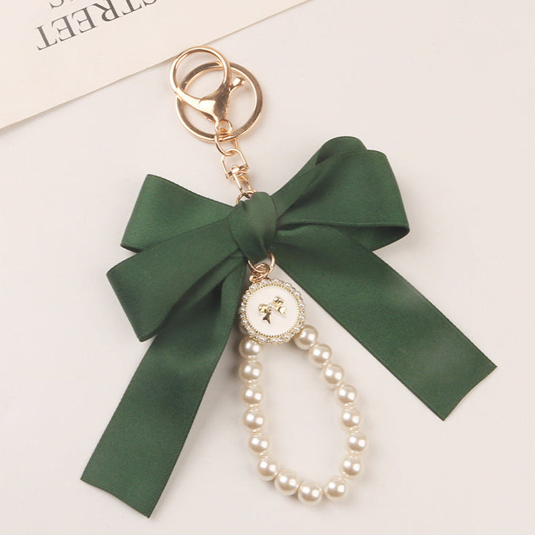 Ribbon bow pearl keychain-mother's day gift