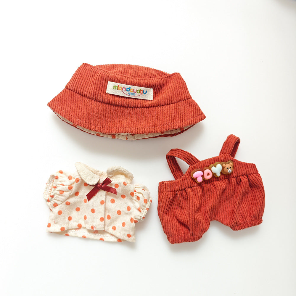 Labubu Polka Dot Top&Corduroy Overalls dolls clothes