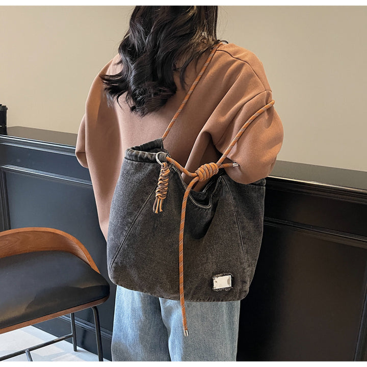 Large capacity denim tote bag shoulder bag