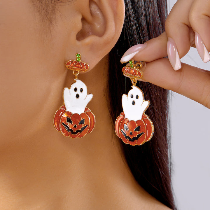 Halloween pumpkin ghost pendant tassel earrings