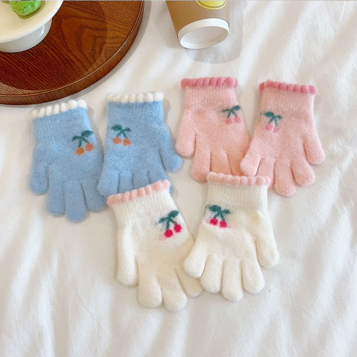 Sweet Cherry Warm Gloves Five-Finger Gloves