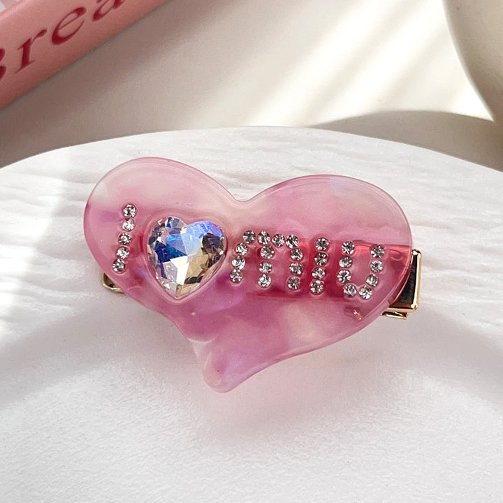 Valentine's Day heart-shaped diamond hair shark clip