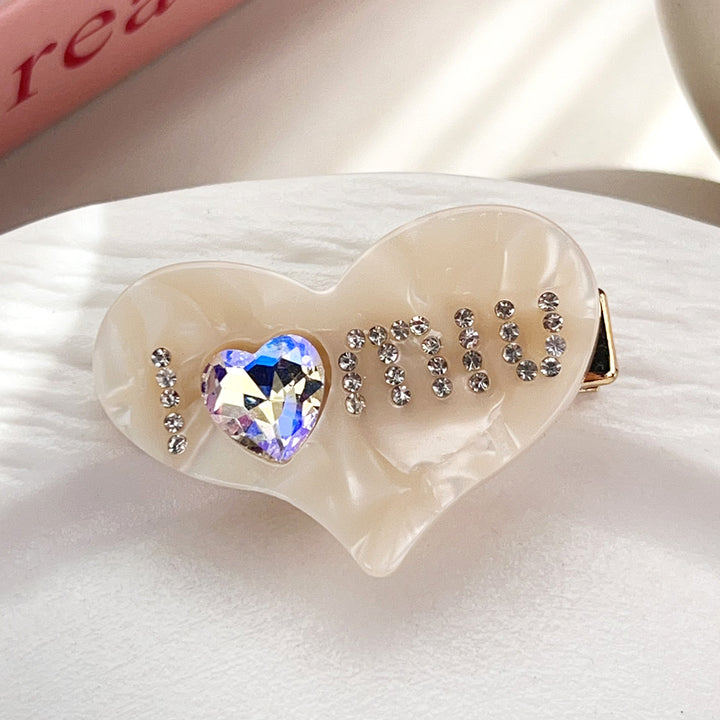 Valentine's Day heart-shaped diamond hair shark clip