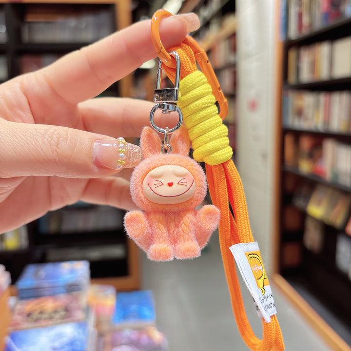 Labubu flocking keychain labubu pendant gift