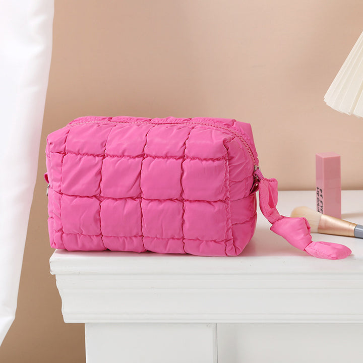 Puffer cosmetic bag portable pillow storage bag