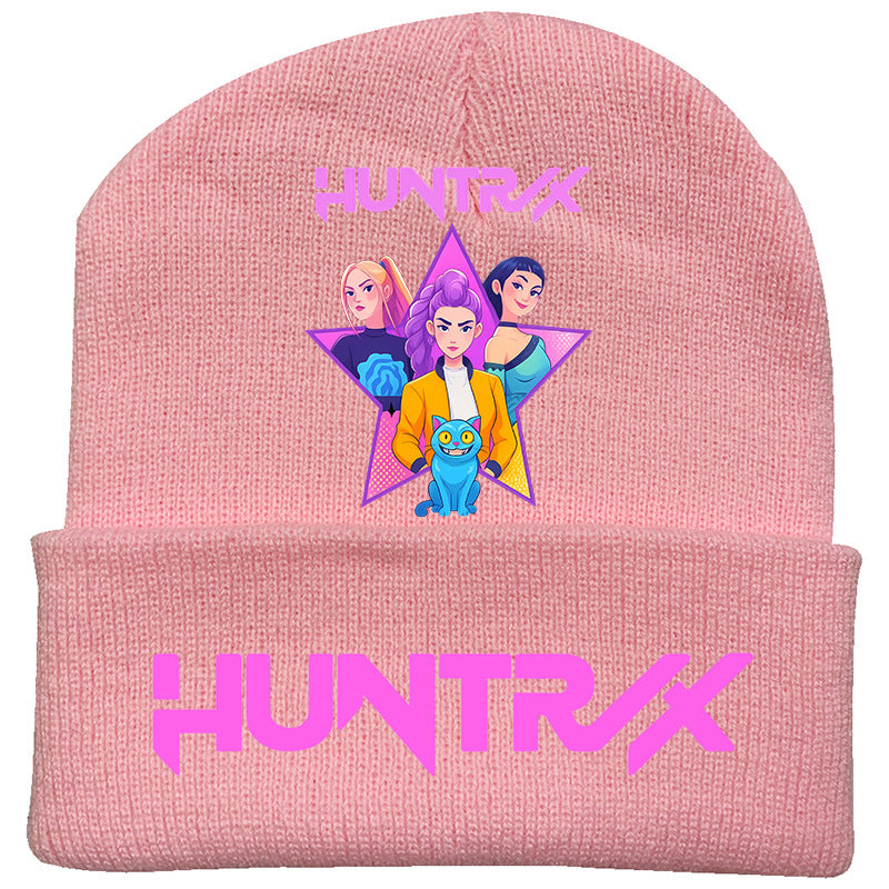 Kpop Demon Hunters knitted beanie hat-pink