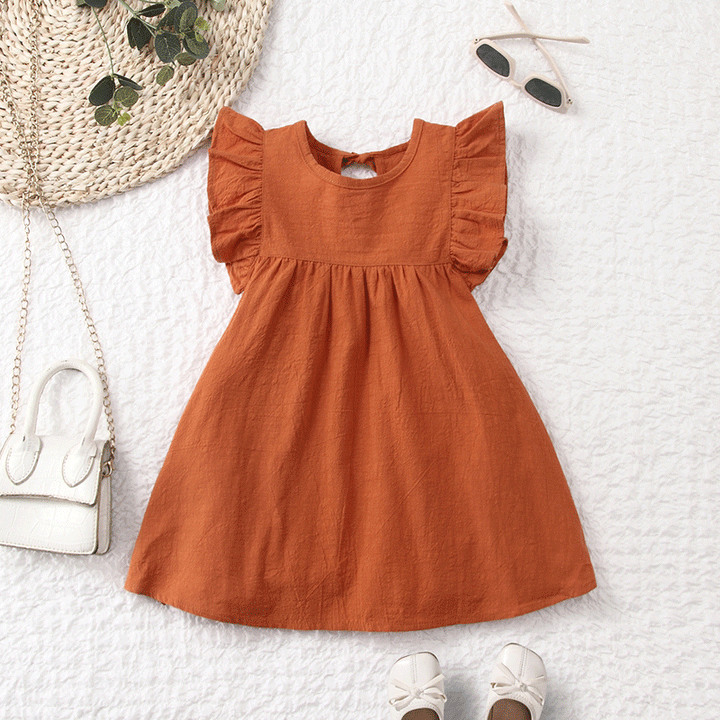 Girls summer flying sleeve cotton dress