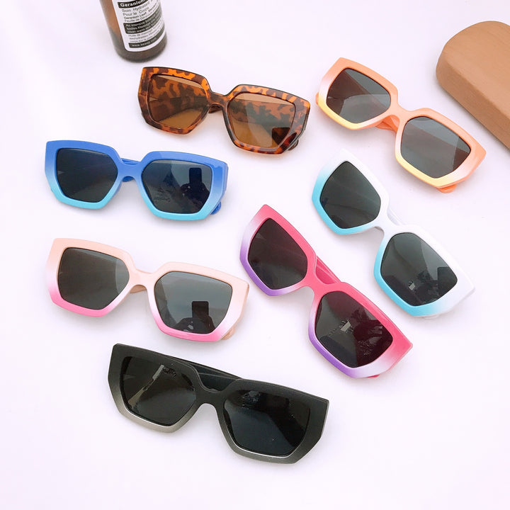 Gradient color square frame cool kids sunglasses