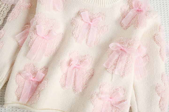 Valentine's sweet bear Jacquard sweater&tutu skirt 2pcs set