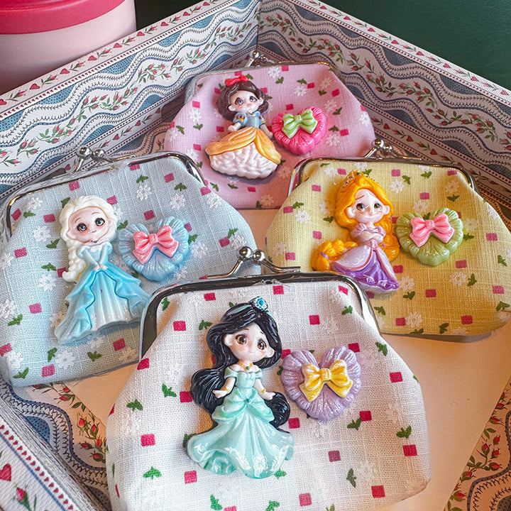 Colorful floral cartoon princess coin purse