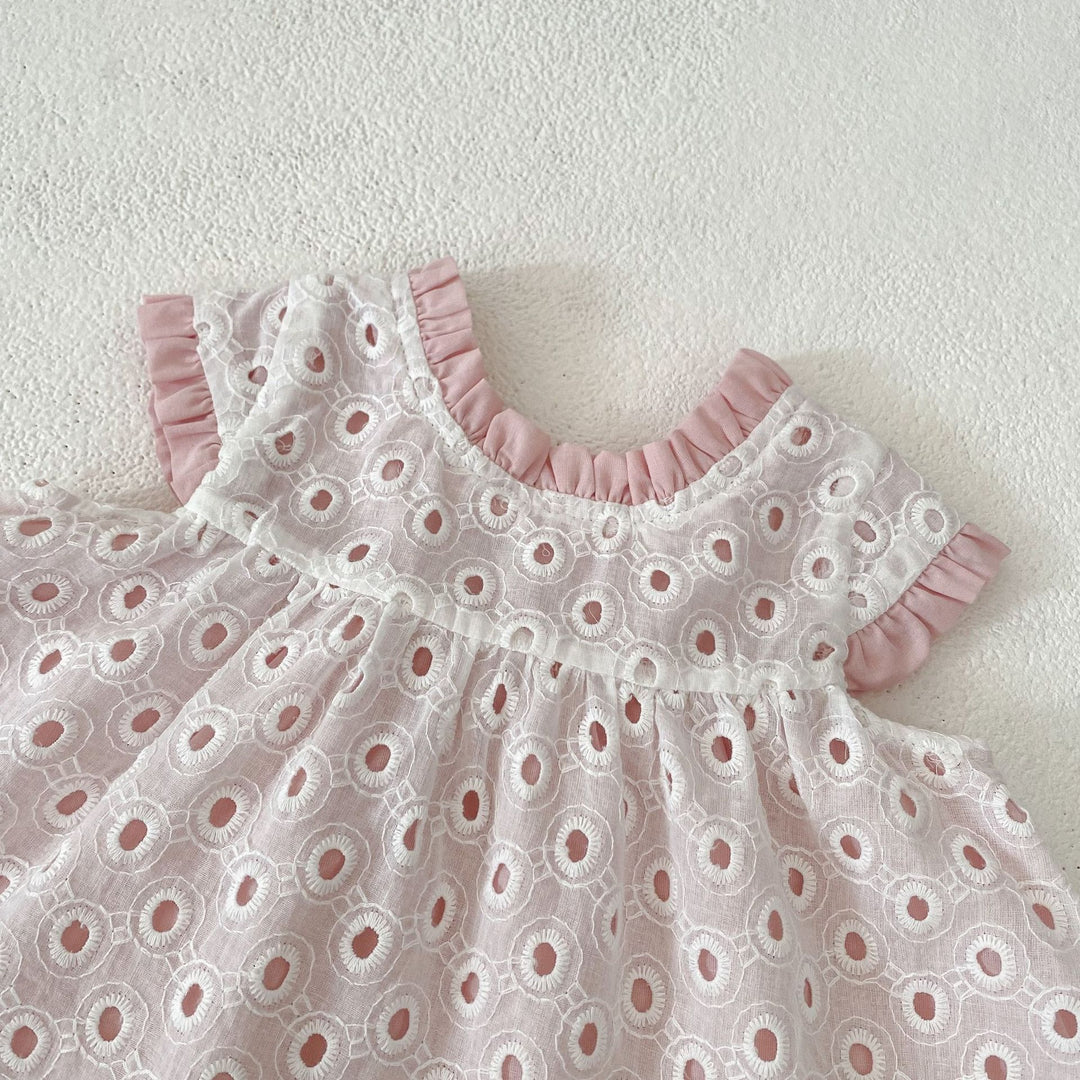 Baby sweet pink cotton romper 2pcs set