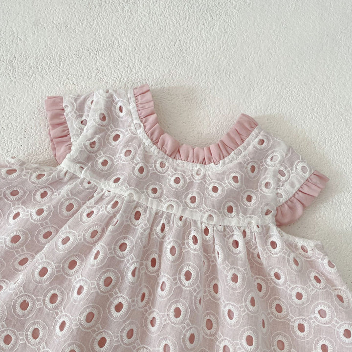 Baby sweet pink cotton romper 2pcs set