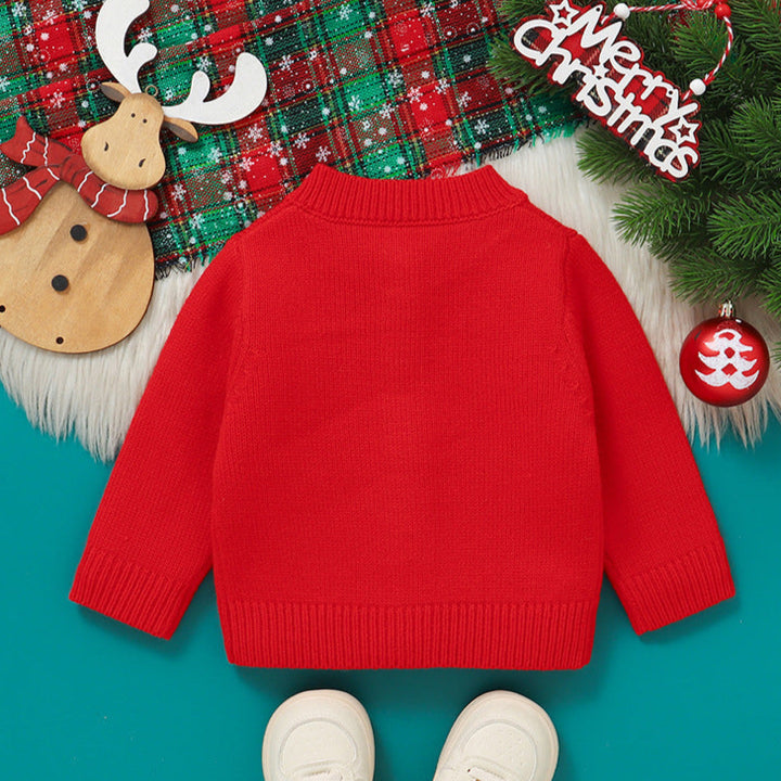Christmas tree jacquard cute bow knitted sweater