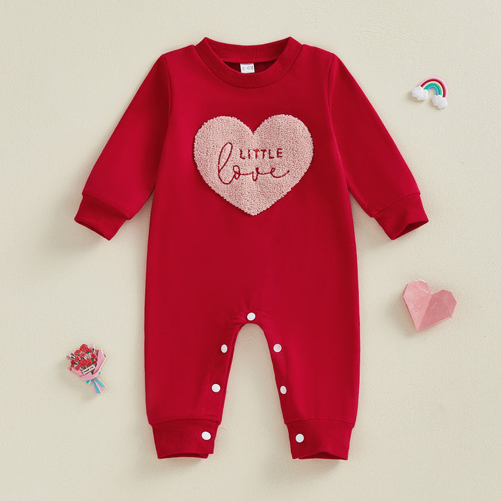 Baby Valentine's Chenille embroidered love heart romper