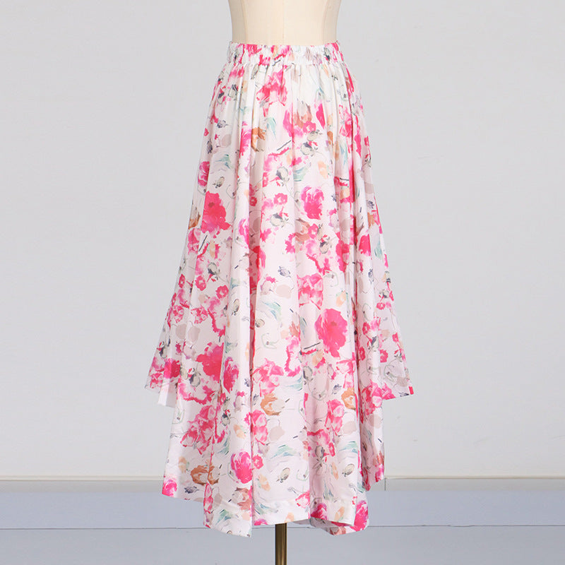 Puff Sleeve crop Top High Waist Swing Skirt Set