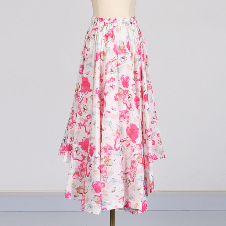 Puff Sleeve crop Top High Waist Swing Skirt Set