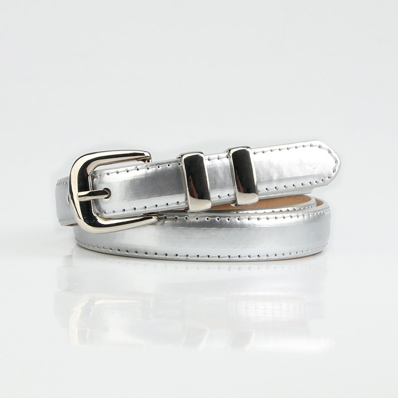 Summer dopamine color women's glossy thin belt
