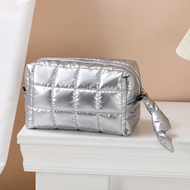 Puffer cosmetic bag portable pillow storage bag