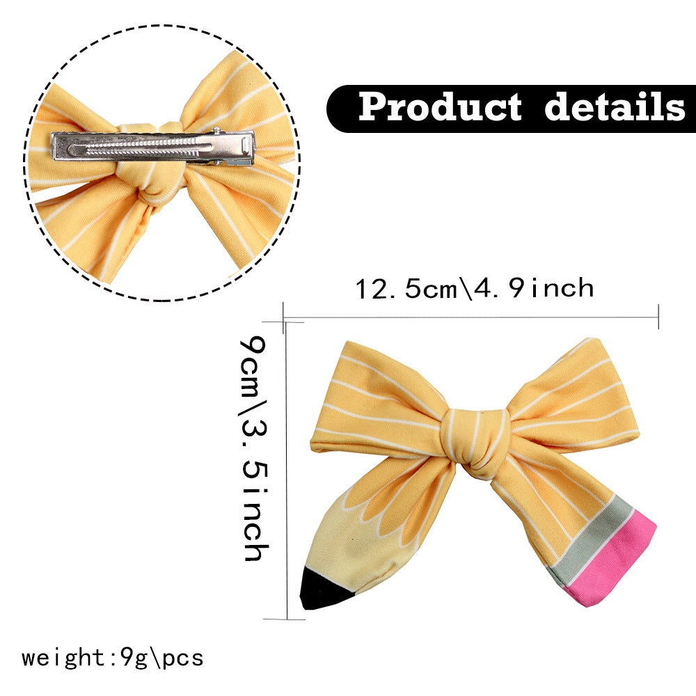 Back to school pencil bow hair clips students hair accessories