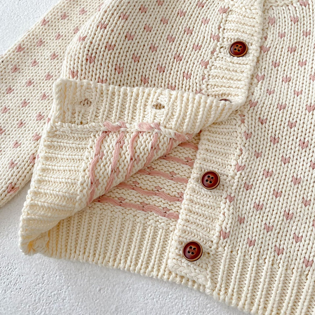 Baby Girl Sweet Love Jacquard Knitted Cardigan
