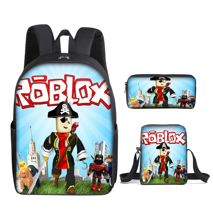 Roblox theme schoolbag students backpack 3pcs set