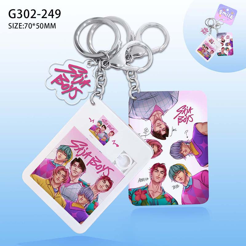 KPop Demon Hunters Saja boys Slide Puzzle keychain