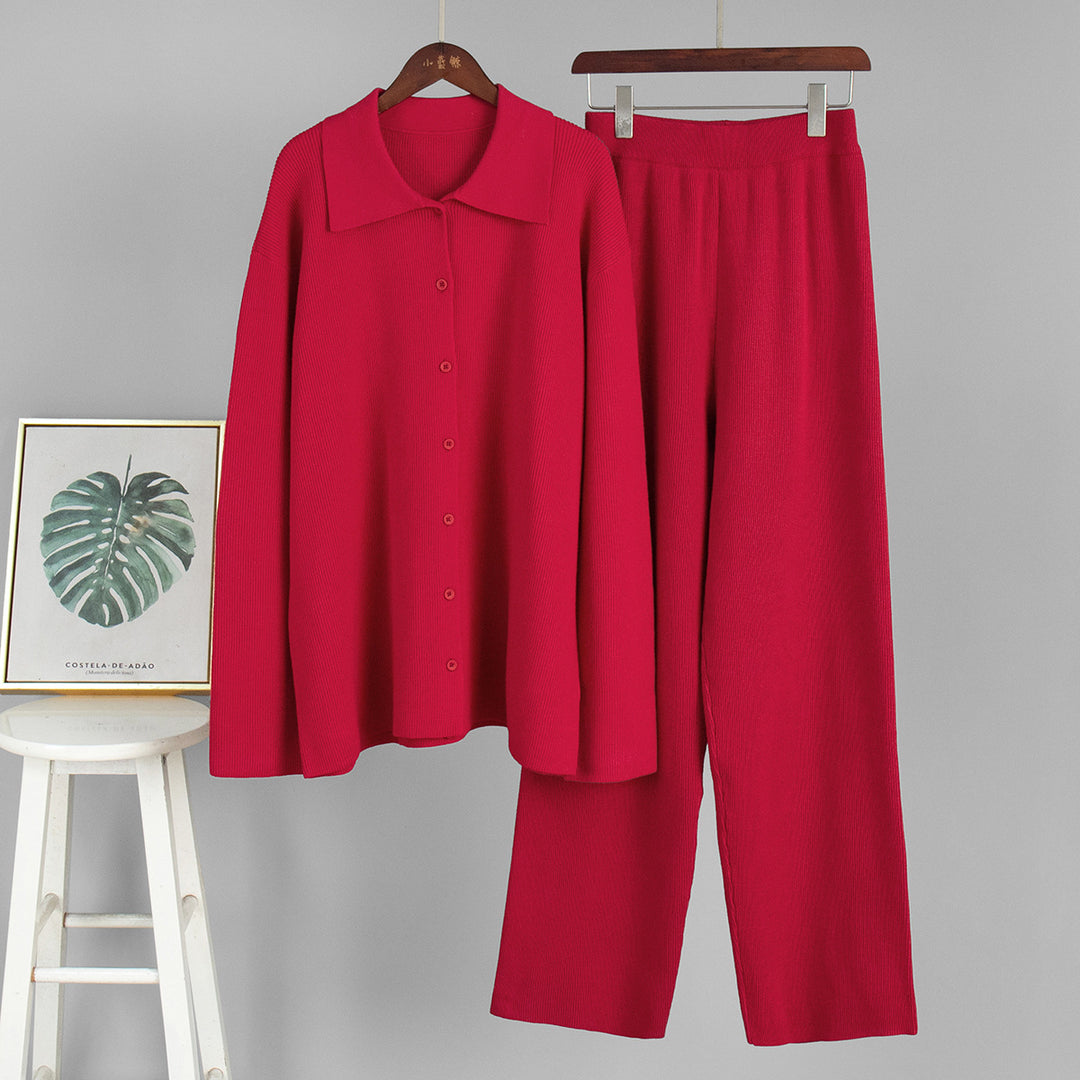 Casual Striped Knitted sweater&pant 2pcs set