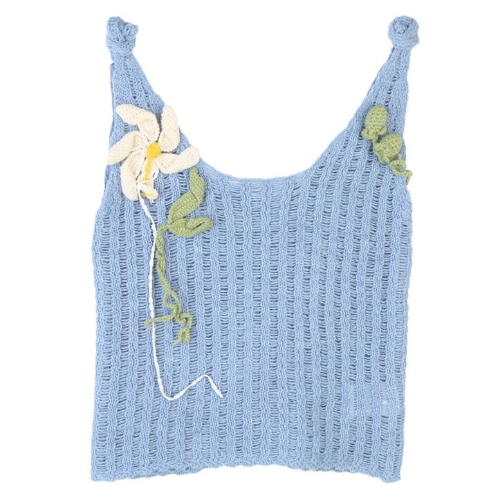 3D flower hollow knitted sleeveless camisole for women