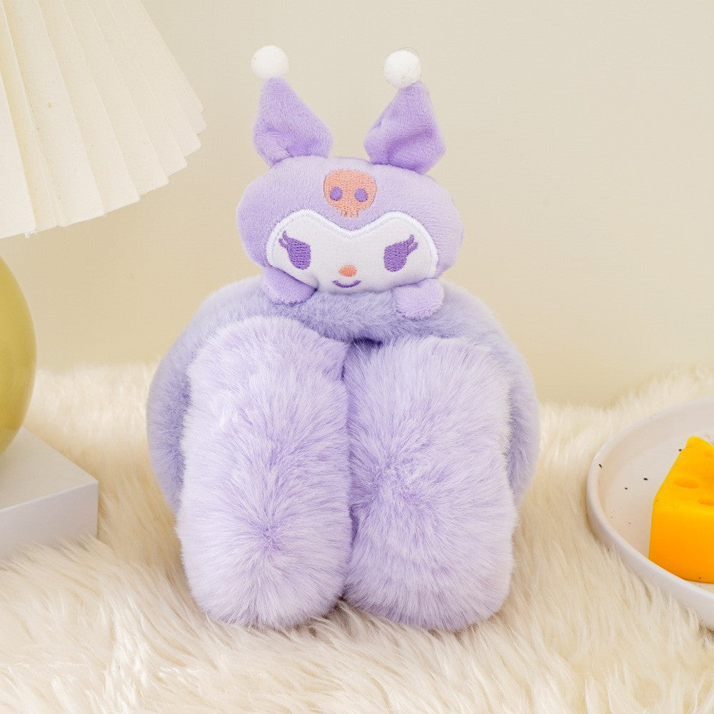 Cute sanrio themed plush earwarmers cartoon earmuffs for kids