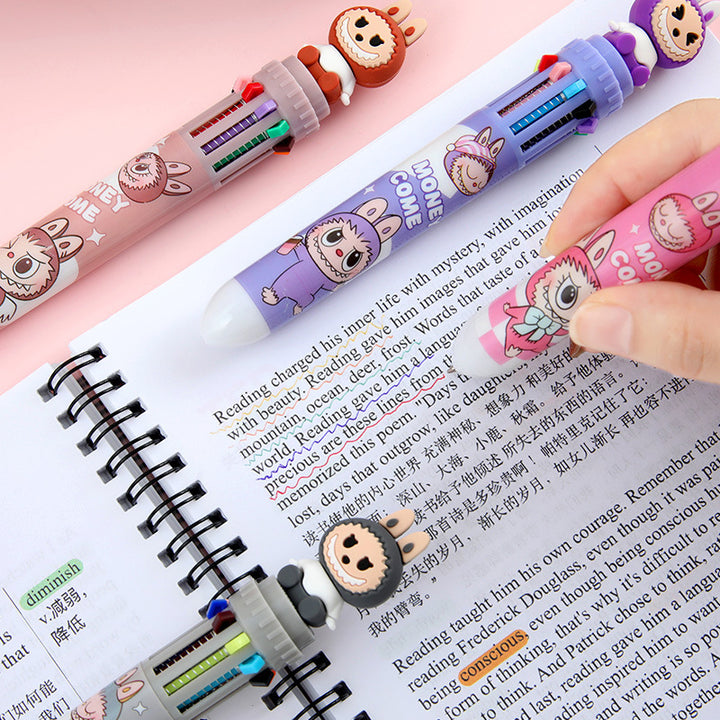 10colors Labubu ballpoint pen multi-color student pen-6pcs set