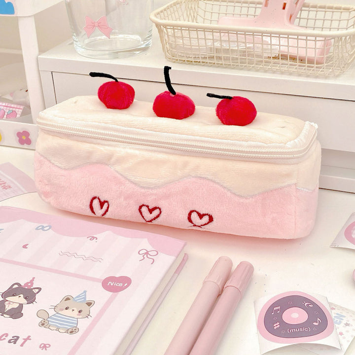 Cherry cake pencil case cute makeup bag