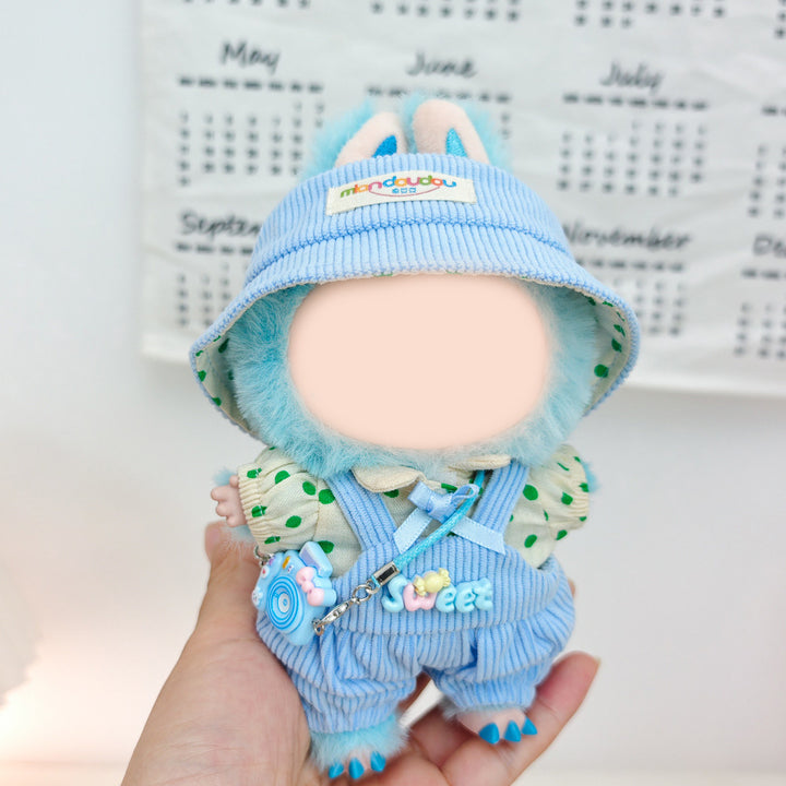 Labubu Polka Dot Top&Corduroy Overalls dolls clothes