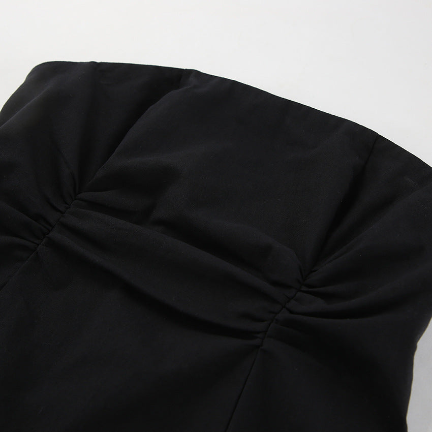 Strapless Contrast color paneled Maxi Tube Dress