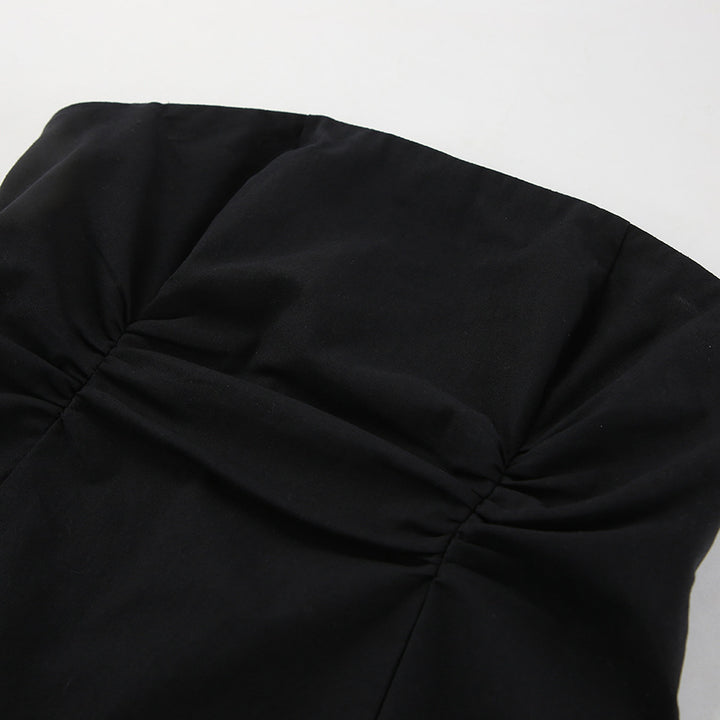 Strapless Contrast color paneled Maxi Tube Dress