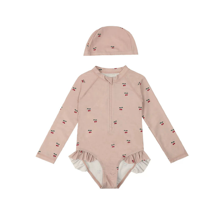 Cute strawberry one-piece swimsuit for girls