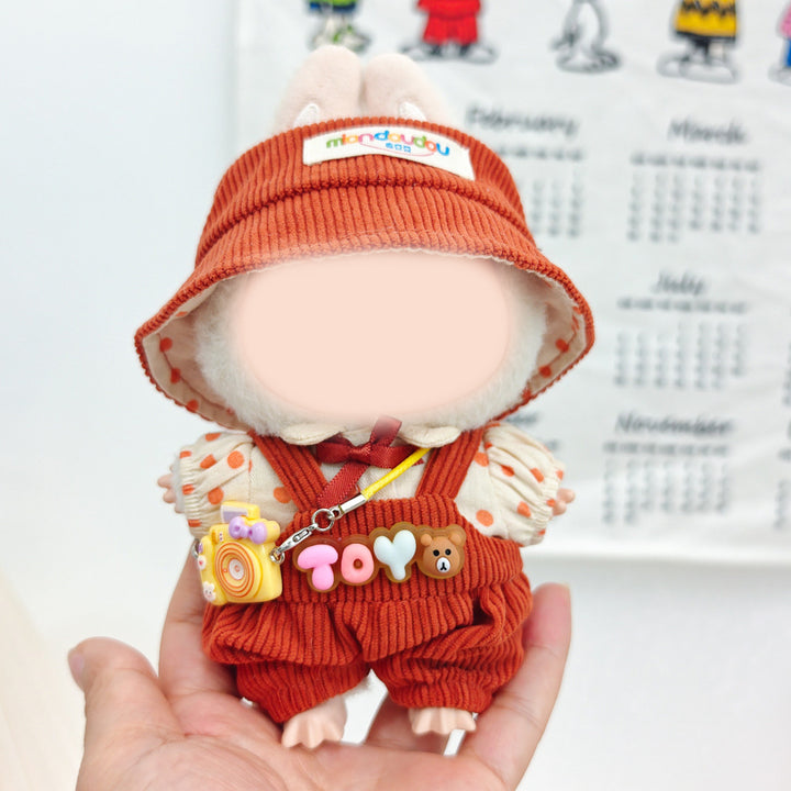 Labubu Polka Dot Top&Corduroy Overalls dolls clothes