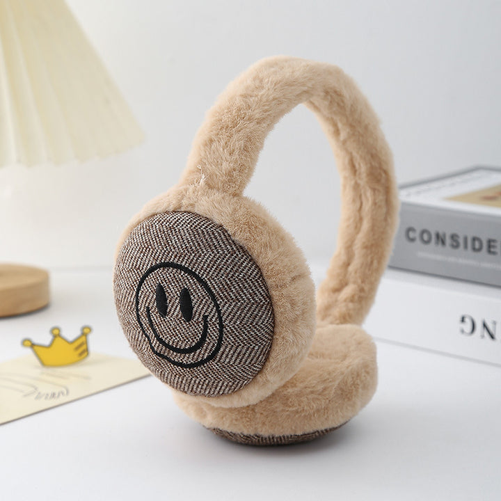 Smiley plush warm earmuffs outdoor windproof earwarmers for boys