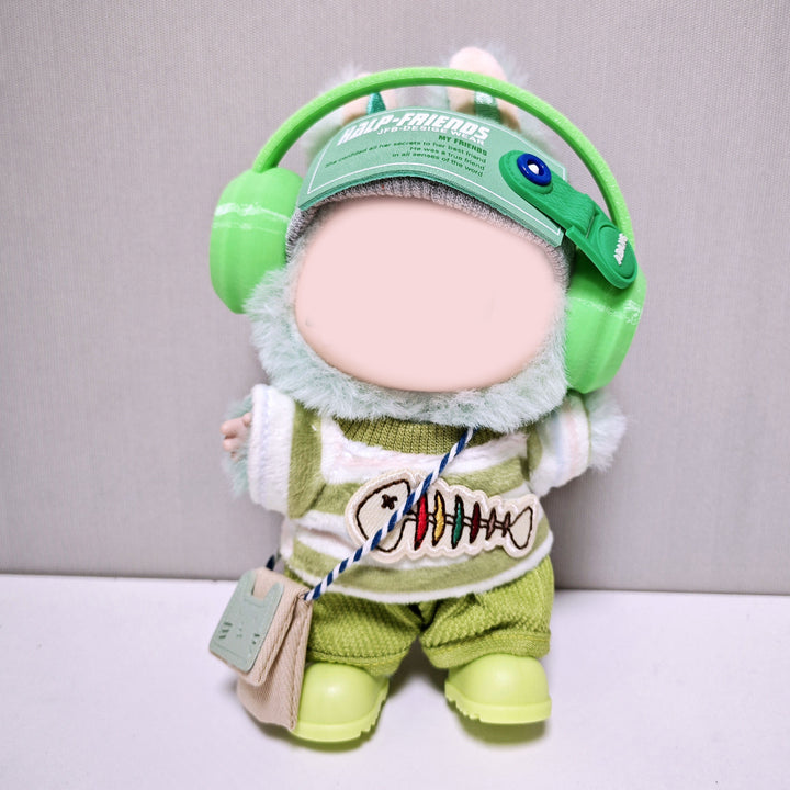 Handmade labubu clothes Green trendy suit-6pcs set