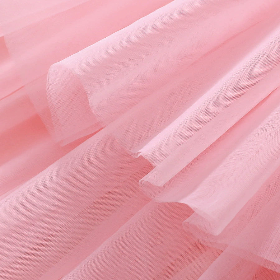 Ballerina girl Pink double layered mesh dress