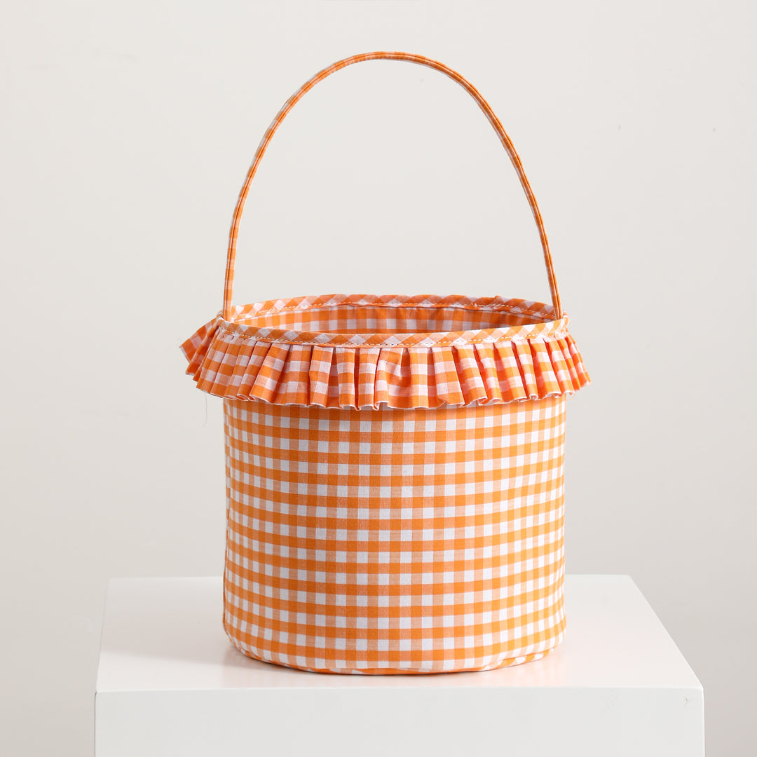 Personalized Halloween Candy Basket Embroidered Gingham Candy Bag