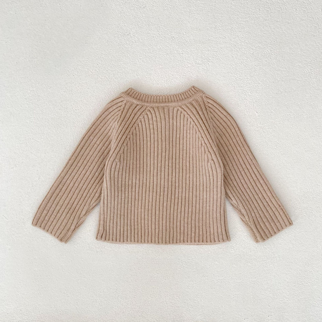 Baby solid color knitted thickened cardigan