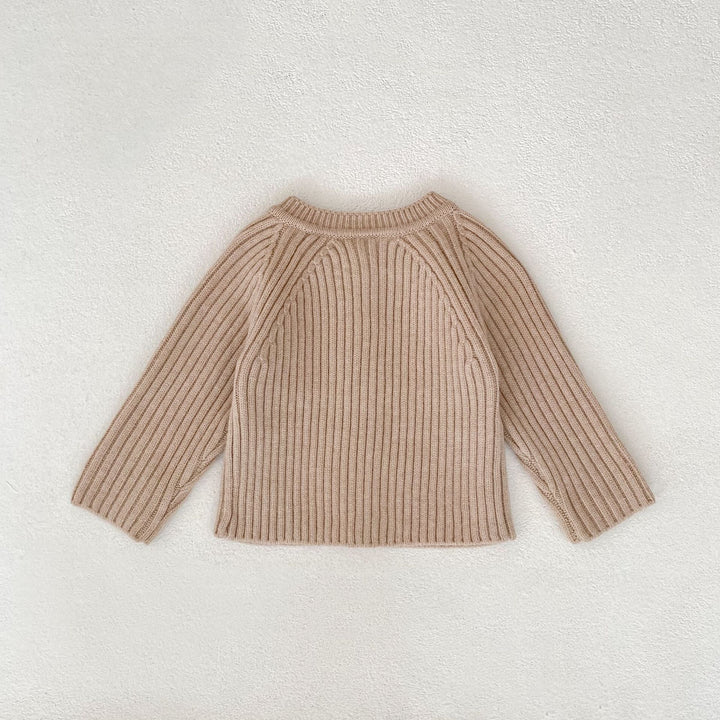 Baby solid color knitted thickened cardigan