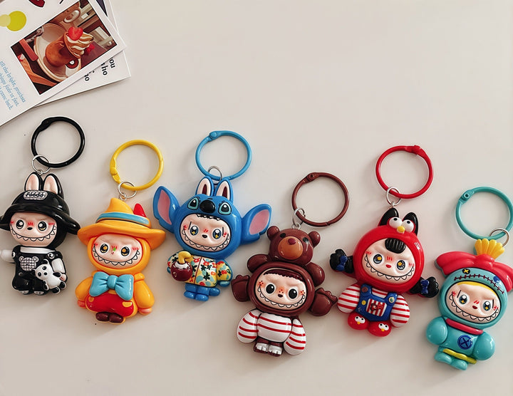 Cross-dressing Labub keychain pendant