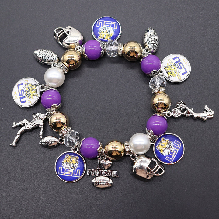 Football Game Day Alloy pendant beaded bracelets