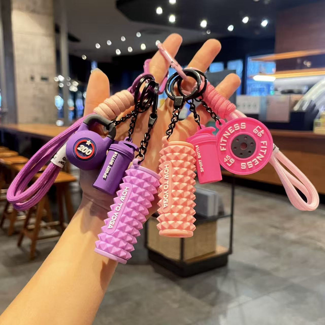 Fitness Series Silicone yoga foam roller Keychain Creative Gift