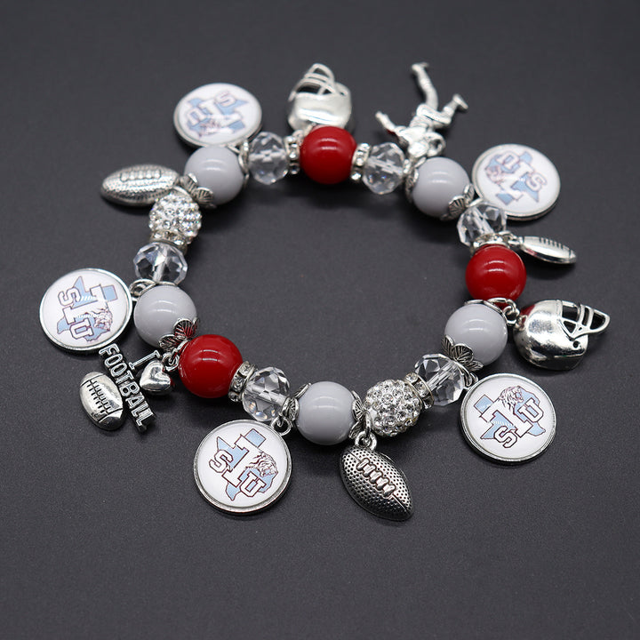 Football Game Day Alloy pendant beaded bracelets