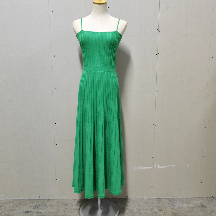 Knitted Slim Suspender Dress Seaside Pleated dress