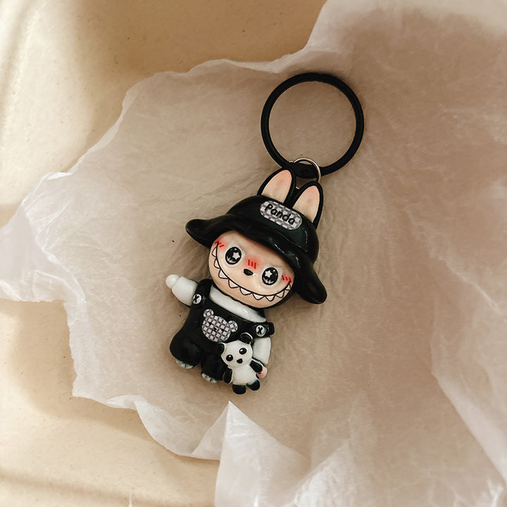 Cross-dressing Labub keychain pendant