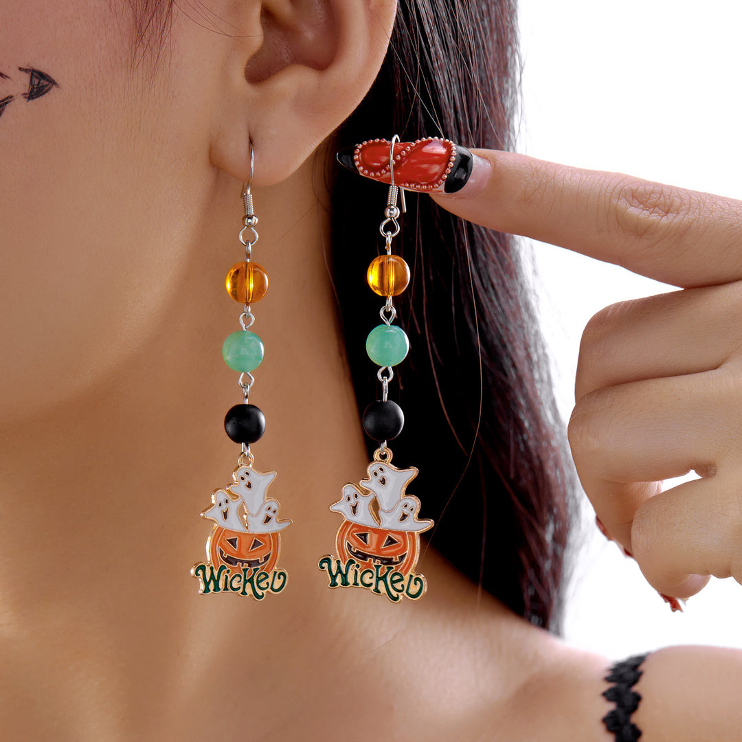 Halloween pumpkin ghost pendant tassel earrings